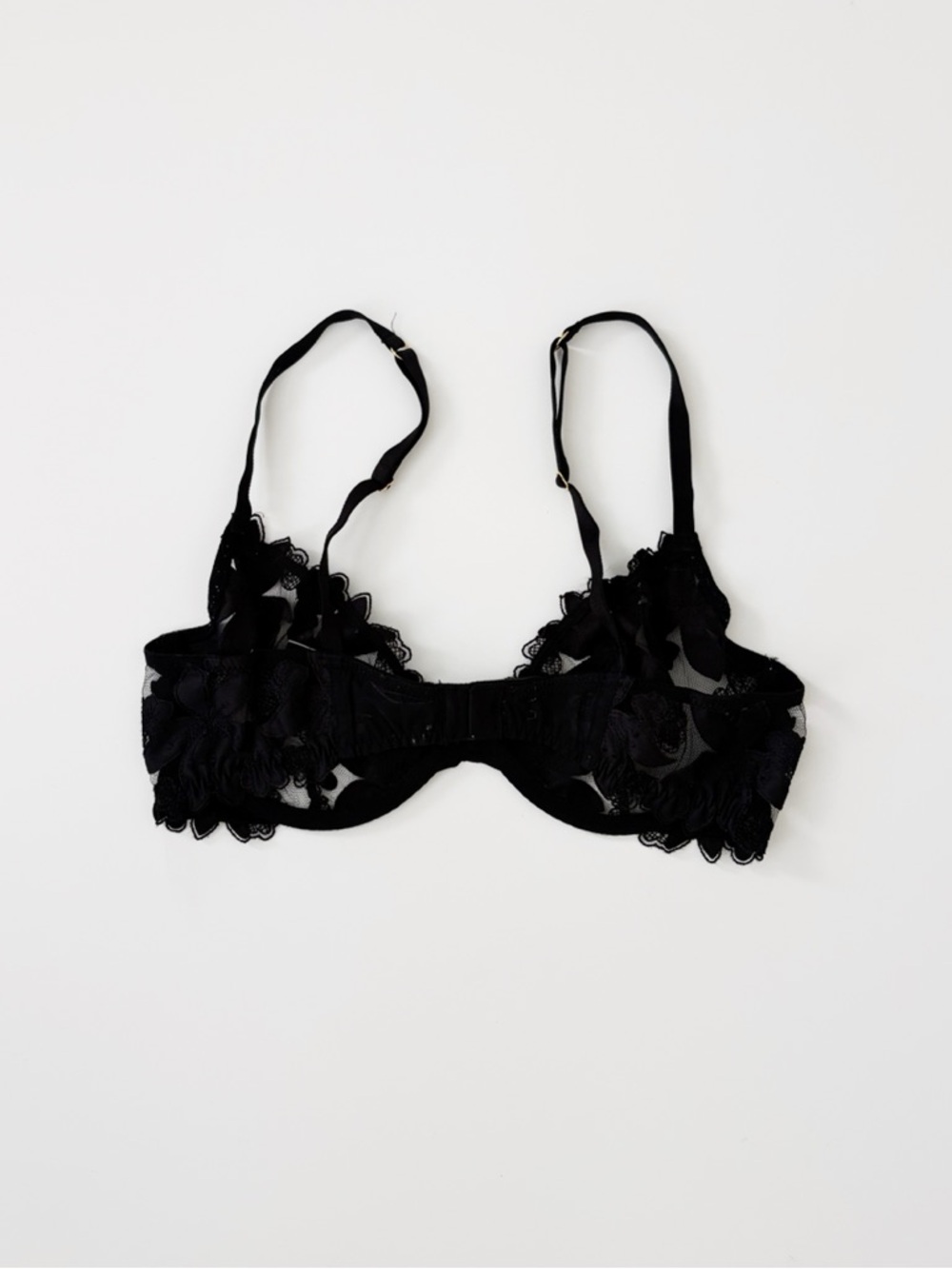 Victoria’s Secret Very Sexy Black Floral Embroidered Unlined Plunge Bra Size 34 - Picture 10 of 12